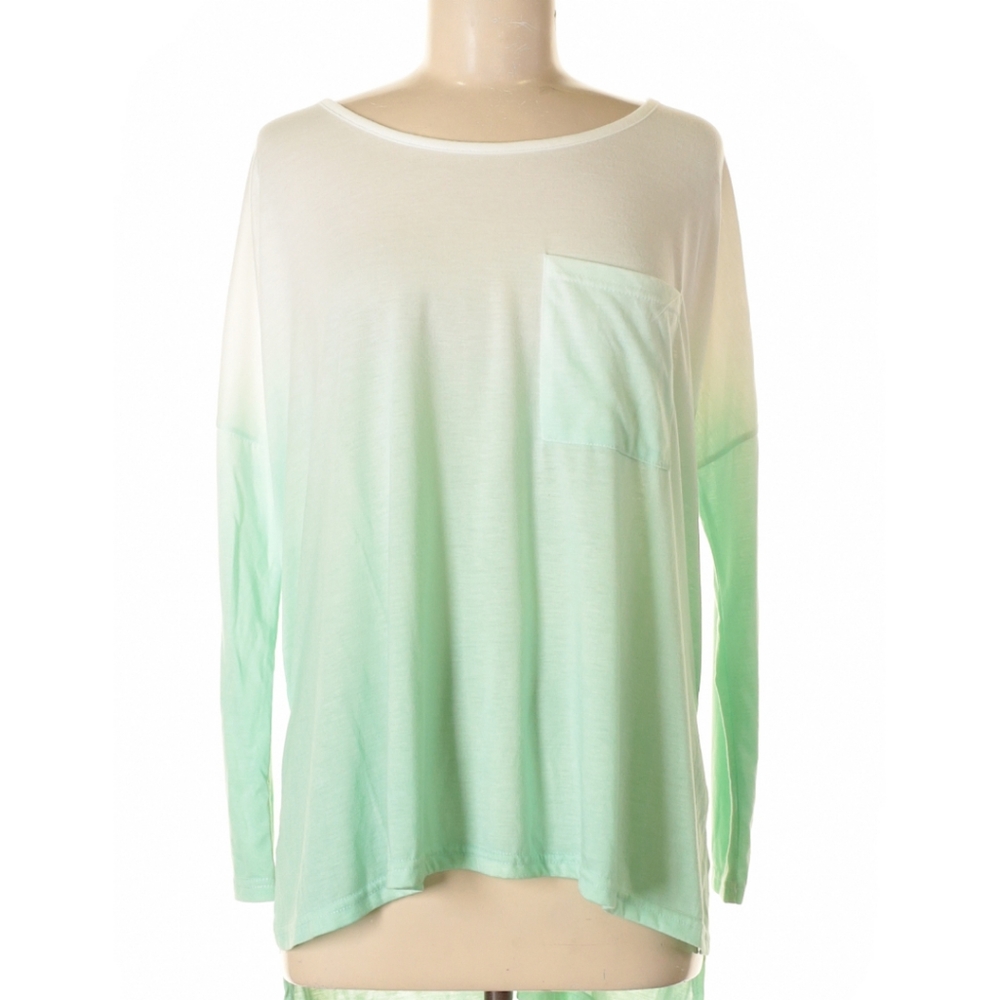 Tickled teal long sleeve ombre tee